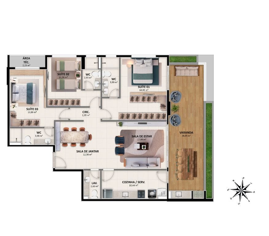 Sudeste - Apartamento Tipo 2 (Coluna 02)