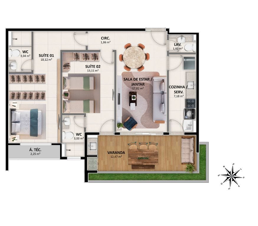 Sudoeste - Apartamento Tipo 7 (Coluna 06)